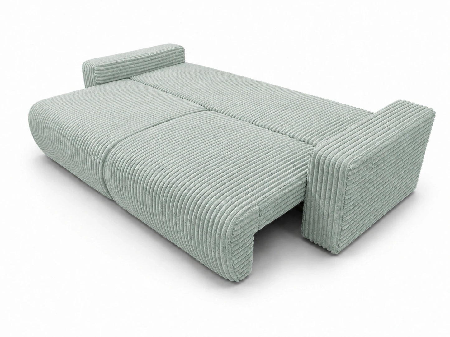 Sofa Lumo 3-osobowa wolnostojąca, gruby sztruks, pojemnik, funkcja spania