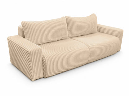 Sofa Lumo 3-osobowa wolnostojąca, gruby sztruks, pojemnik, funkcja spania