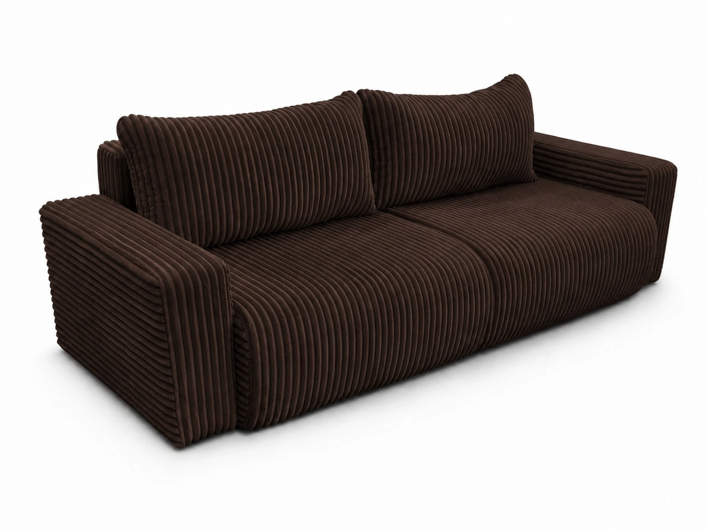 Sofa Lumo 3-osobowa wolnostojąca, gruby sztruks, pojemnik, funkcja spania
