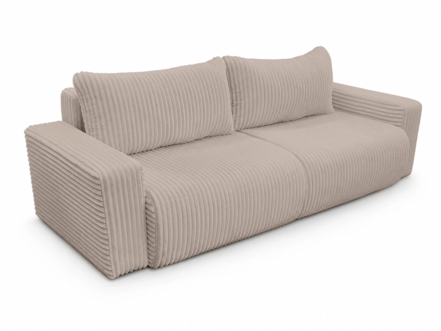 Sofa Lumo 3-osobowa wolnostojąca, gruby sztruks, pojemnik, funkcja spania