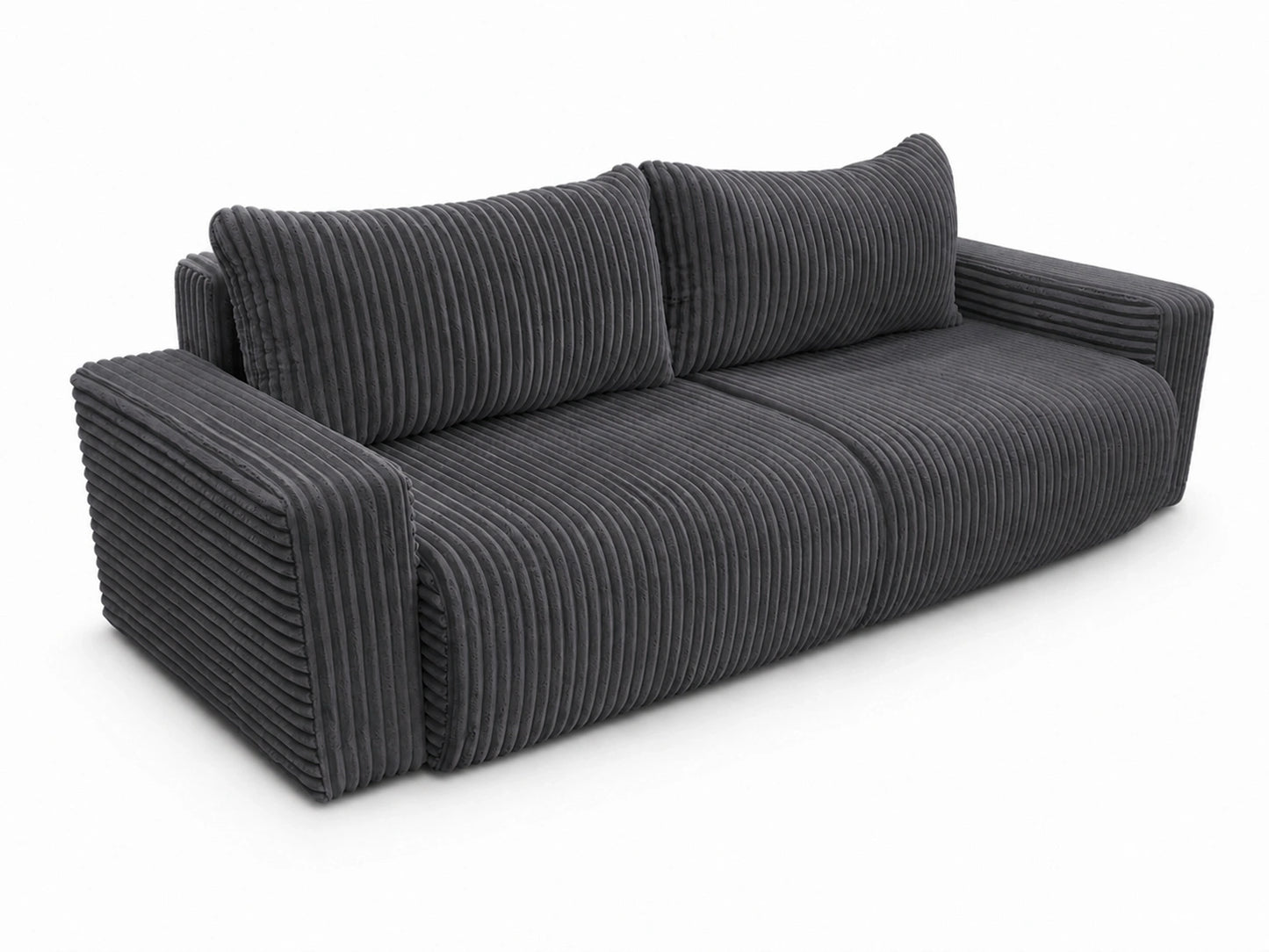 Sofa Lumo 3-osobowa wolnostojąca, gruby sztruks, pojemnik, funkcja spania