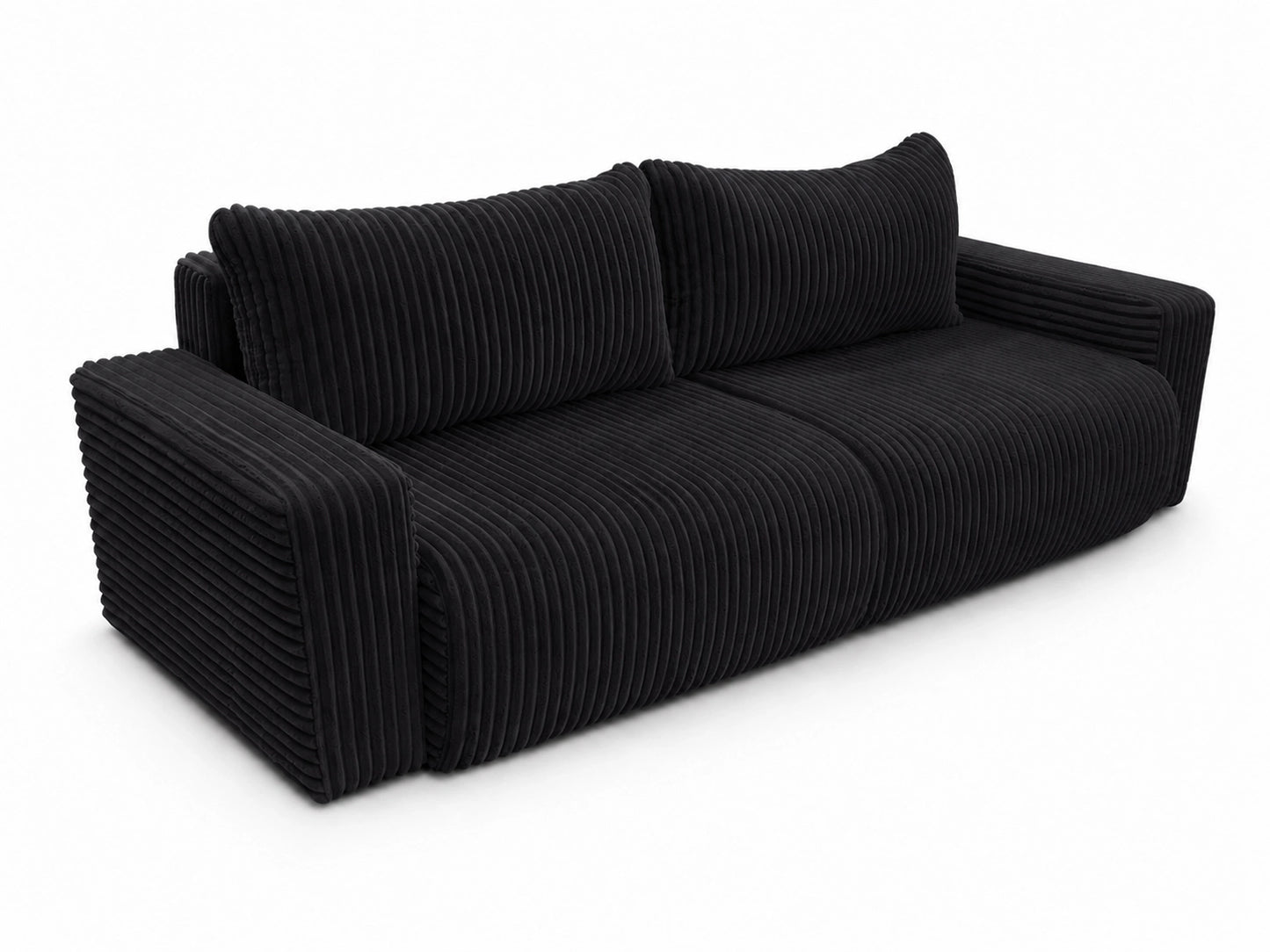 Sofa Lumo 3-osobowa wolnostojąca, gruby sztruks, pojemnik, funkcja spania