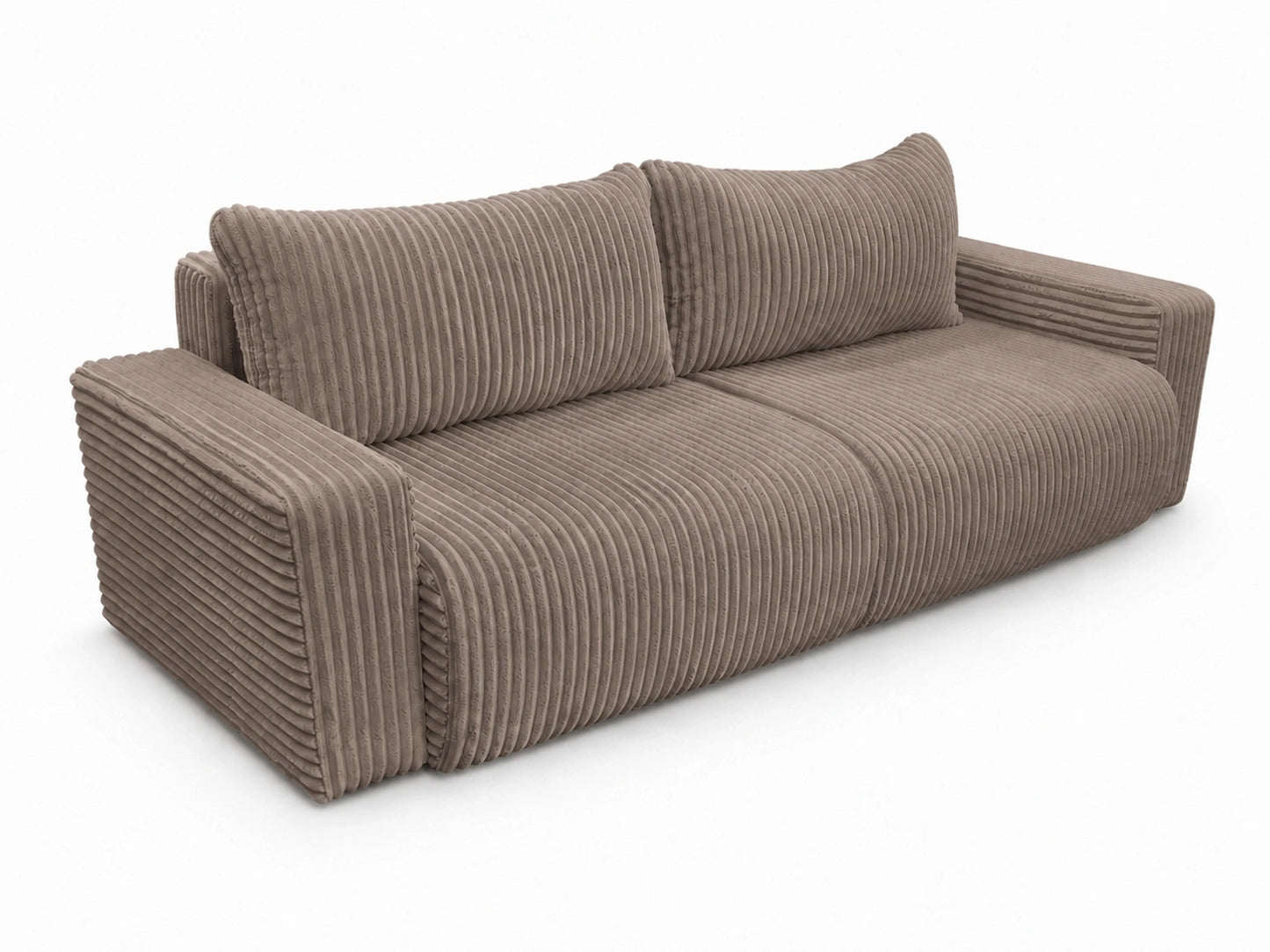 Sofa Lumo 3-osobowa wolnostojąca, gruby sztruks, pojemnik, funkcja spania