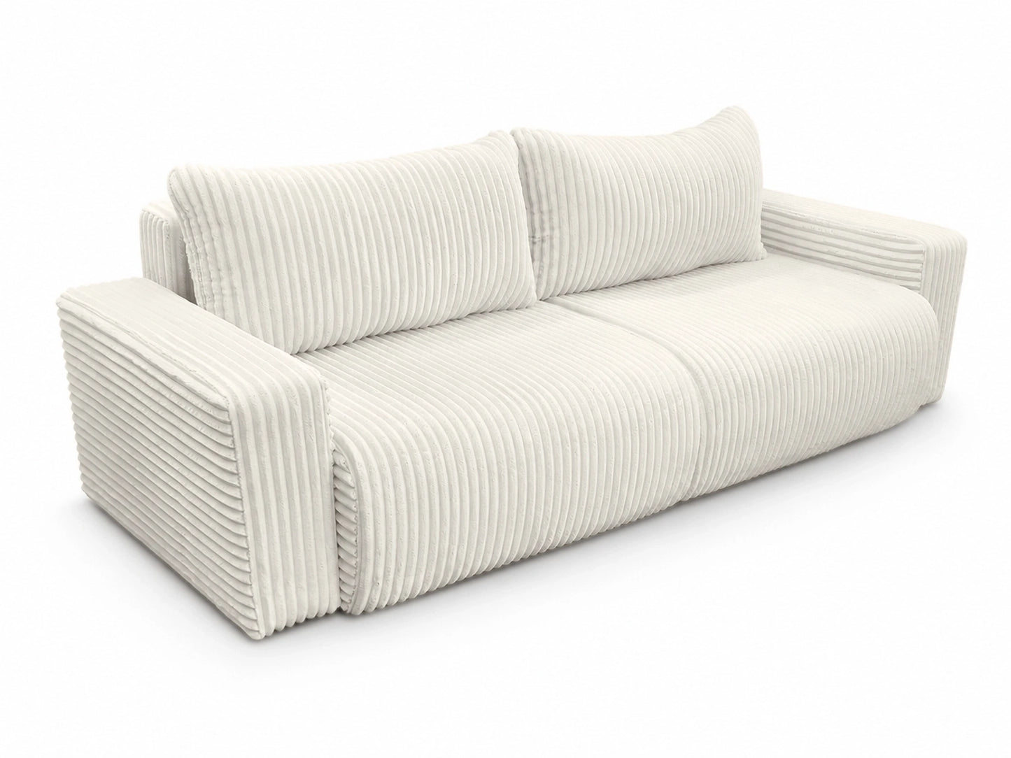 Sofa Lumo 3-osobowa wolnostojąca, gruby sztruks, pojemnik, funkcja spania
