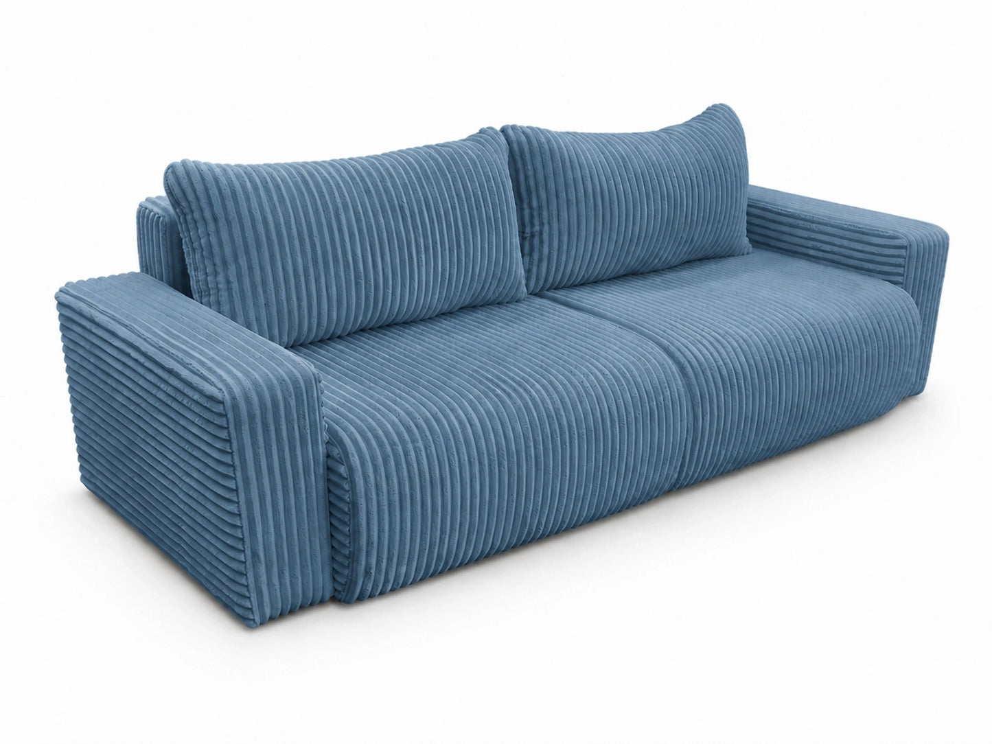 Sofa Lumo 3-osobowa wolnostojąca, gruby sztruks, pojemnik, funkcja spania