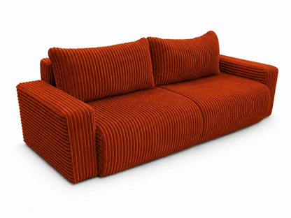 Sofa Lumo 3-osobowa wolnostojąca, gruby sztruks, pojemnik, funkcja spania