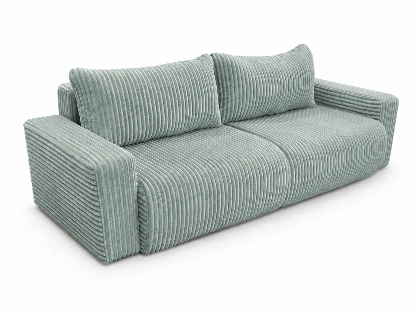 Sofa Lumo 3-osobowa wolnostojąca, gruby sztruks, pojemnik, funkcja spania