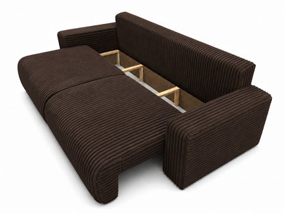 Sofa Lumo 3-osobowa wolnostojąca, gruby sztruks, pojemnik, funkcja spania