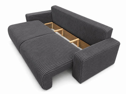 Sofa Lumo 3-osobowa wolnostojąca, gruby sztruks, pojemnik, funkcja spania