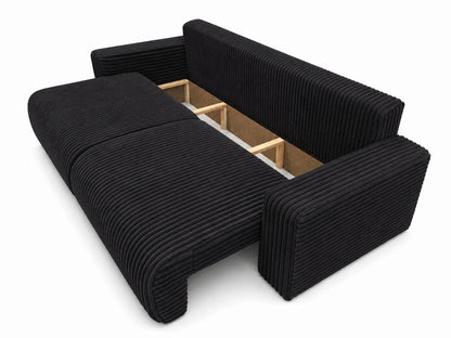 Sofa Lumo 3-osobowa wolnostojąca, gruby sztruks, pojemnik, funkcja spania