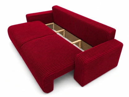 Sofa Lumo 3-osobowa wolnostojąca, gruby sztruks, pojemnik, funkcja spania
