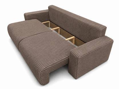 Sofa Lumo 3-osobowa wolnostojąca, gruby sztruks, pojemnik, funkcja spania