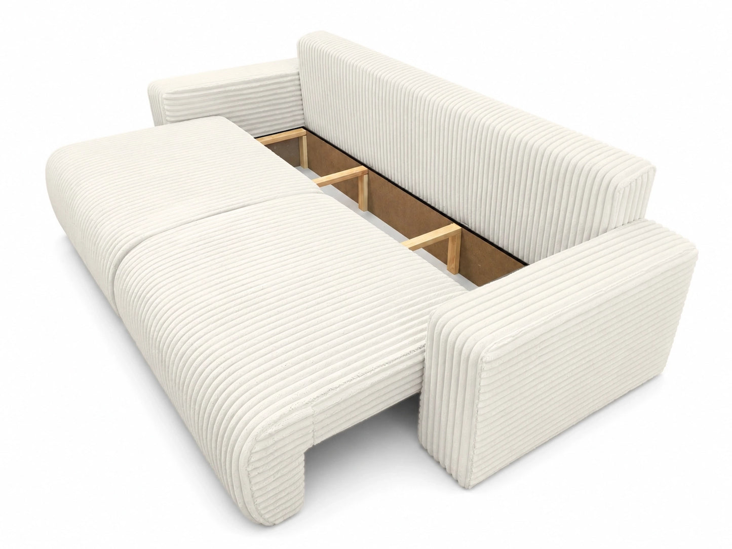 Sofa Lumo 3-osobowa wolnostojąca, gruby sztruks, pojemnik, funkcja spania
