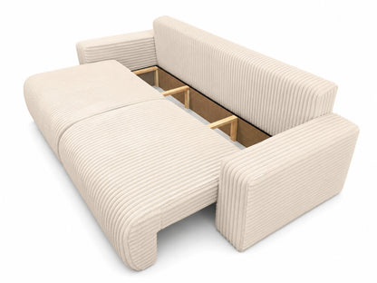 Sofa Lumo 3-osobowa wolnostojąca, gruby sztruks, pojemnik, funkcja spania
