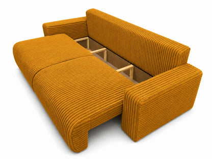 Sofa Lumo 3-osobowa wolnostojąca, gruby sztruks, pojemnik, funkcja spania