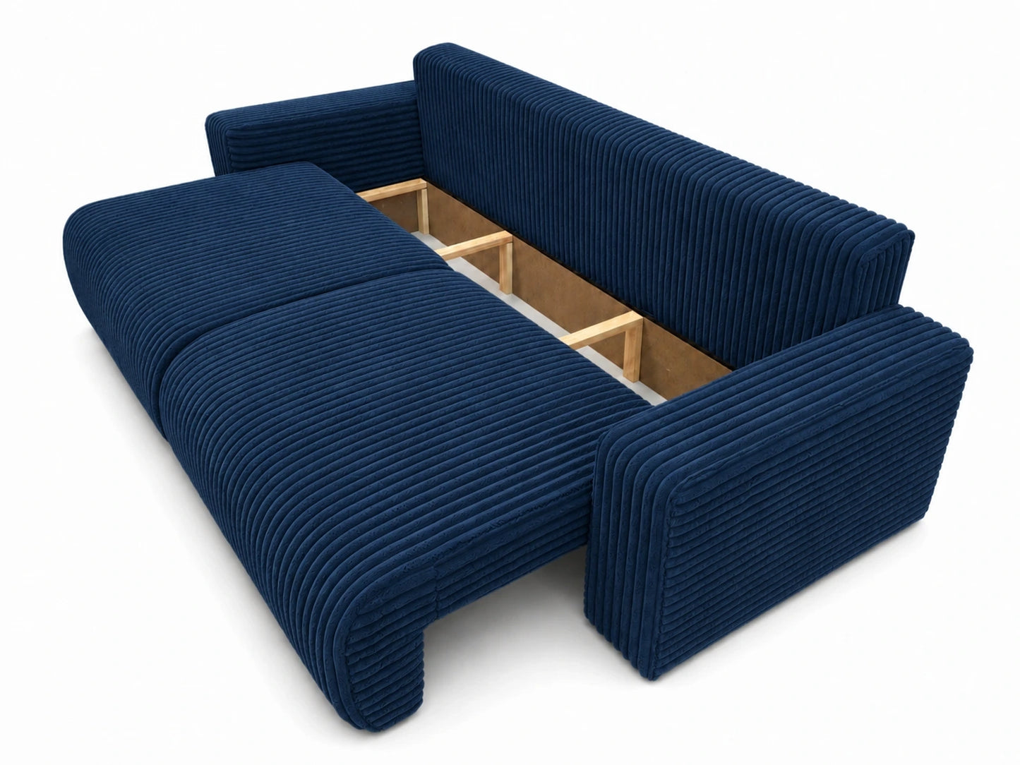 Sofa Lumo 3-osobowa wolnostojąca, gruby sztruks, pojemnik, funkcja spania
