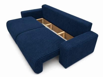 Sofa Lumo 3-osobowa wolnostojąca, gruby sztruks, pojemnik, funkcja spania