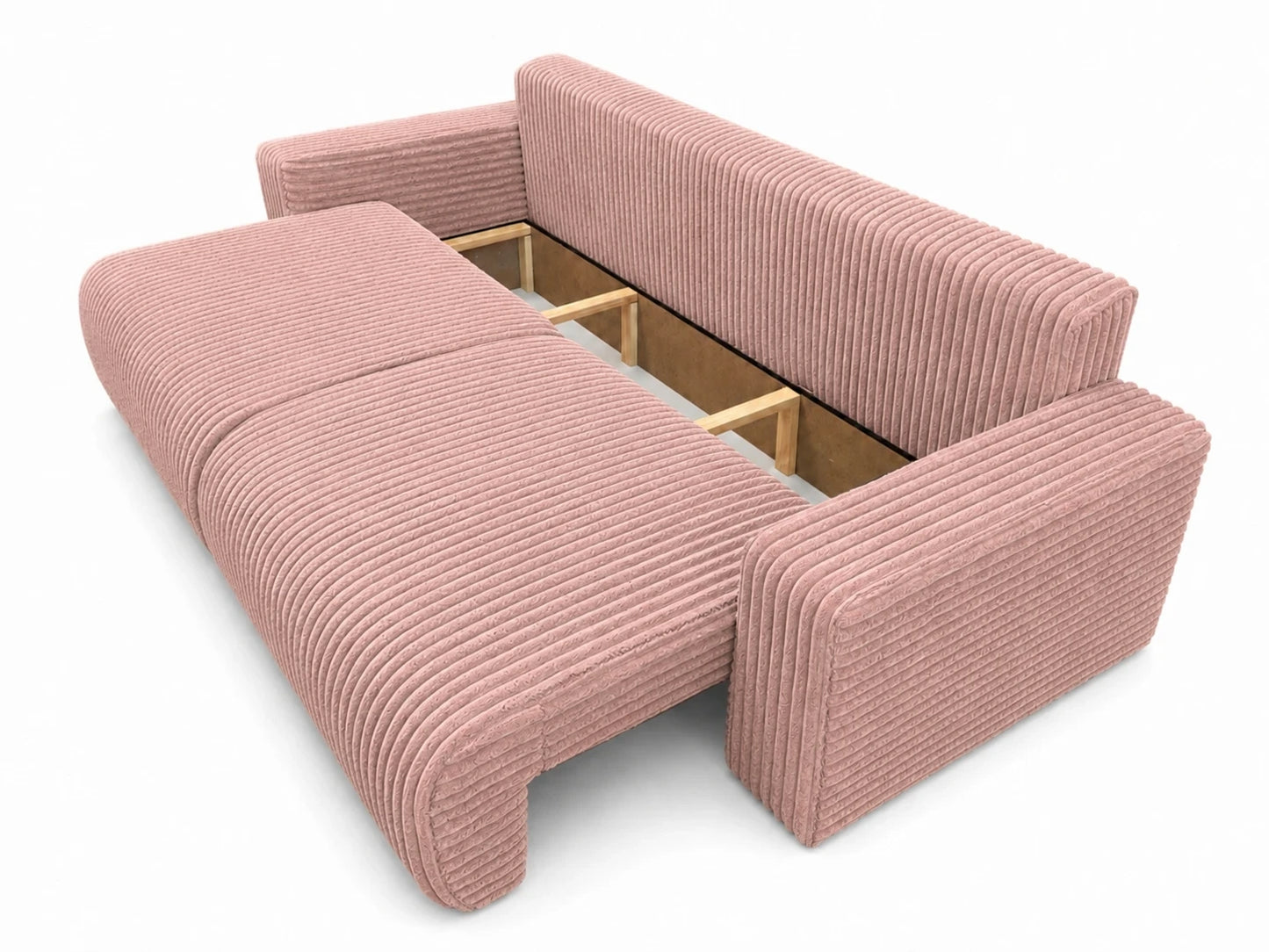 Sofa Lumo 3-osobowa wolnostojąca, gruby sztruks, pojemnik, funkcja spania