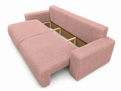 Sofa Lumo 3-osobowa wolnostojąca, gruby sztruks, pojemnik, funkcja spania