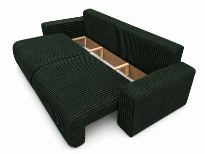 Sofa Lumo 3-osobowa wolnostojąca, gruby sztruks, pojemnik, funkcja spania