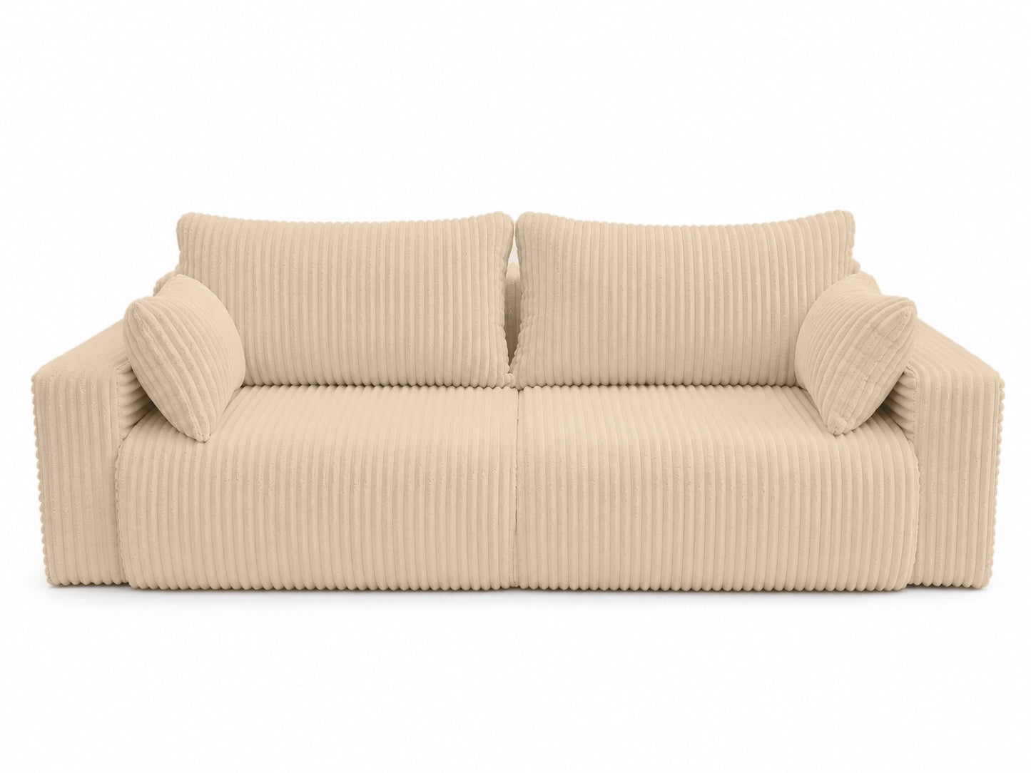 Sofa Lumo 3-osobowa wolnostojąca, gruby sztruks, pojemnik, funkcja spania