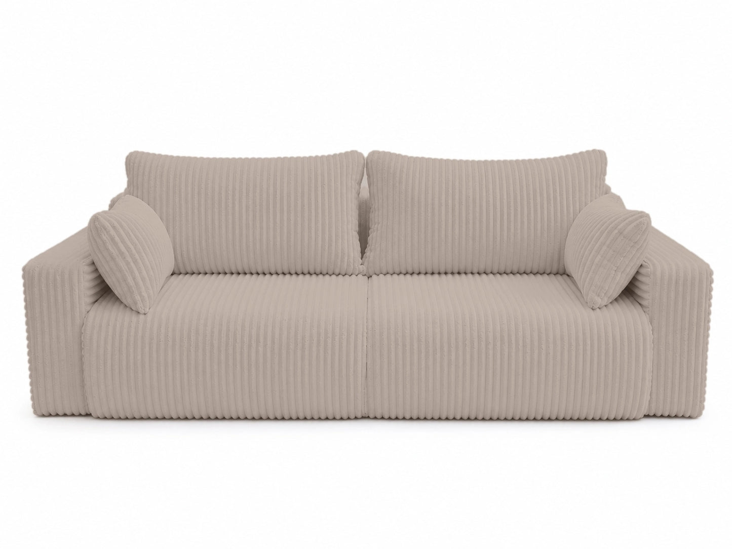 Sofa Lumo 3-osobowa wolnostojąca, gruby sztruks, pojemnik, funkcja spania