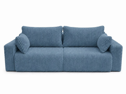 Sofa Lumo 3-osobowa wolnostojąca, gruby sztruks, pojemnik, funkcja spania