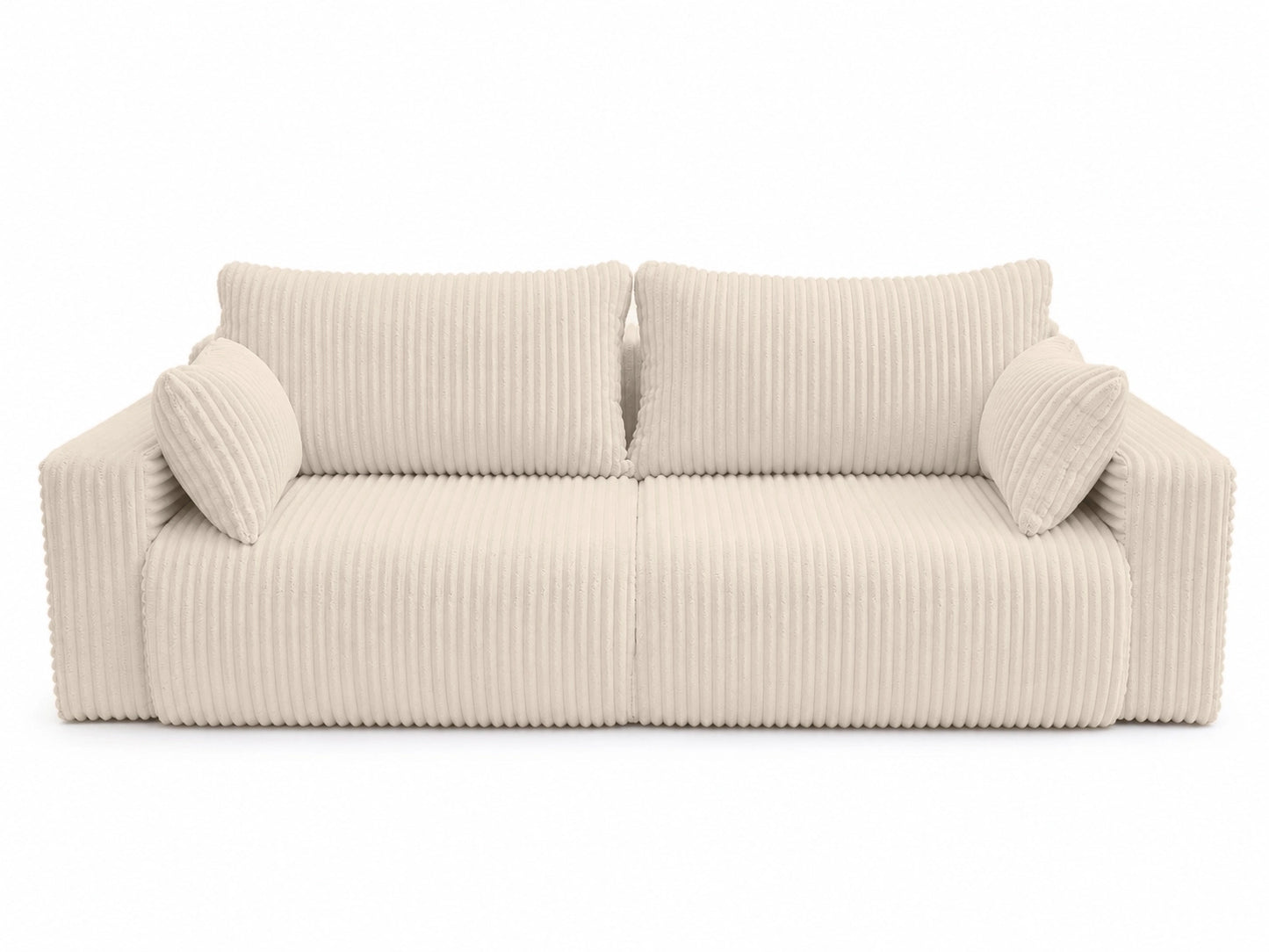 Sofa Lumo 3-osobowa wolnostojąca, gruby sztruks, pojemnik, funkcja spania