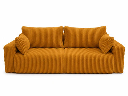 Sofa Lumo 3-osobowa wolnostojąca, gruby sztruks, pojemnik, funkcja spania