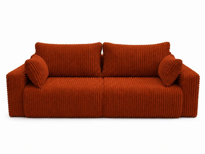 Sofa Lumo 3-osobowa wolnostojąca, gruby sztruks, pojemnik, funkcja spania