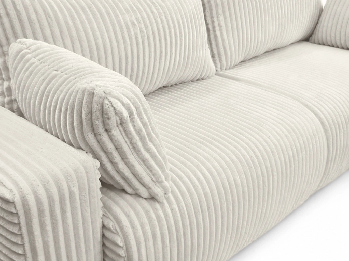 Sofa Lumo 3-osobowa wolnostojąca, gruby sztruks, pojemnik, funkcja spania