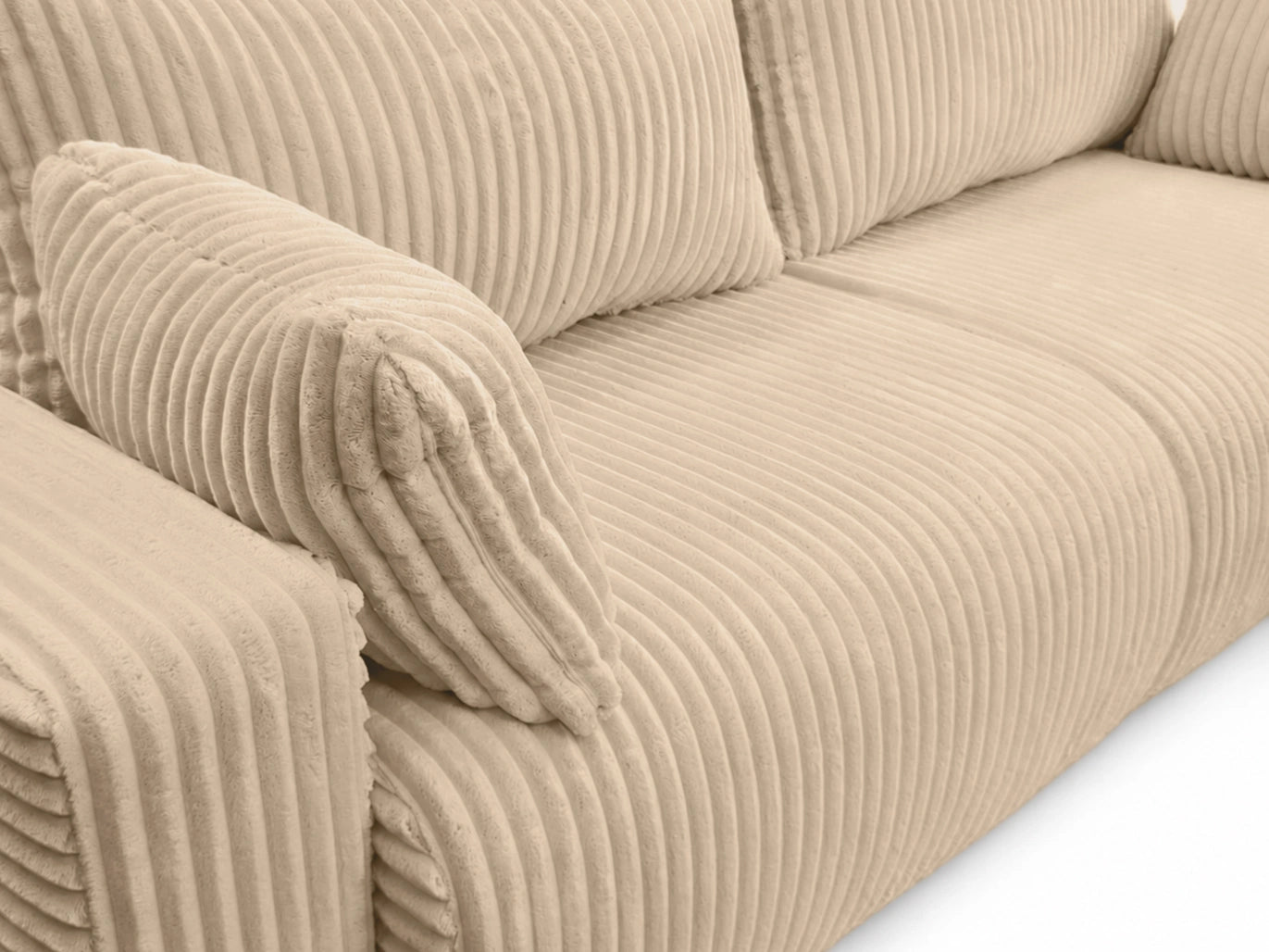 Sofa Lumo 3-osobowa wolnostojąca, gruby sztruks, pojemnik, funkcja spania