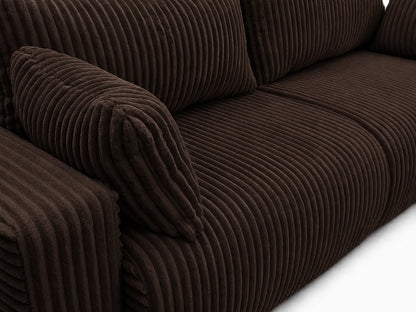 Sofa Lumo 3-osobowa wolnostojąca, gruby sztruks, pojemnik, funkcja spania