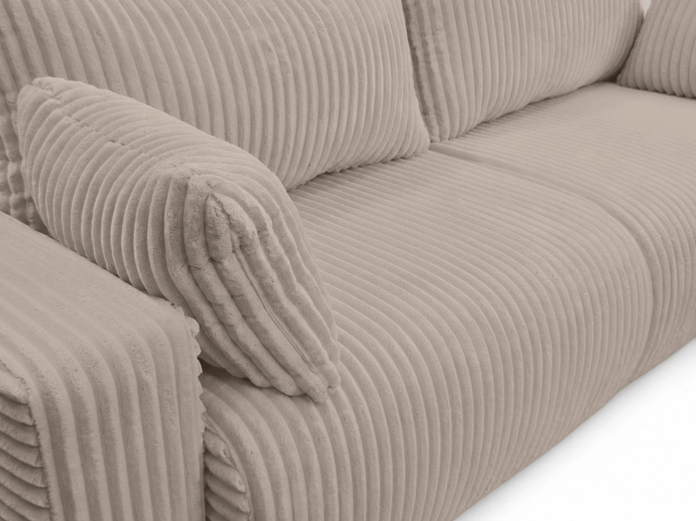Sofa Lumo 3-osobowa wolnostojąca, gruby sztruks, pojemnik, funkcja spania
