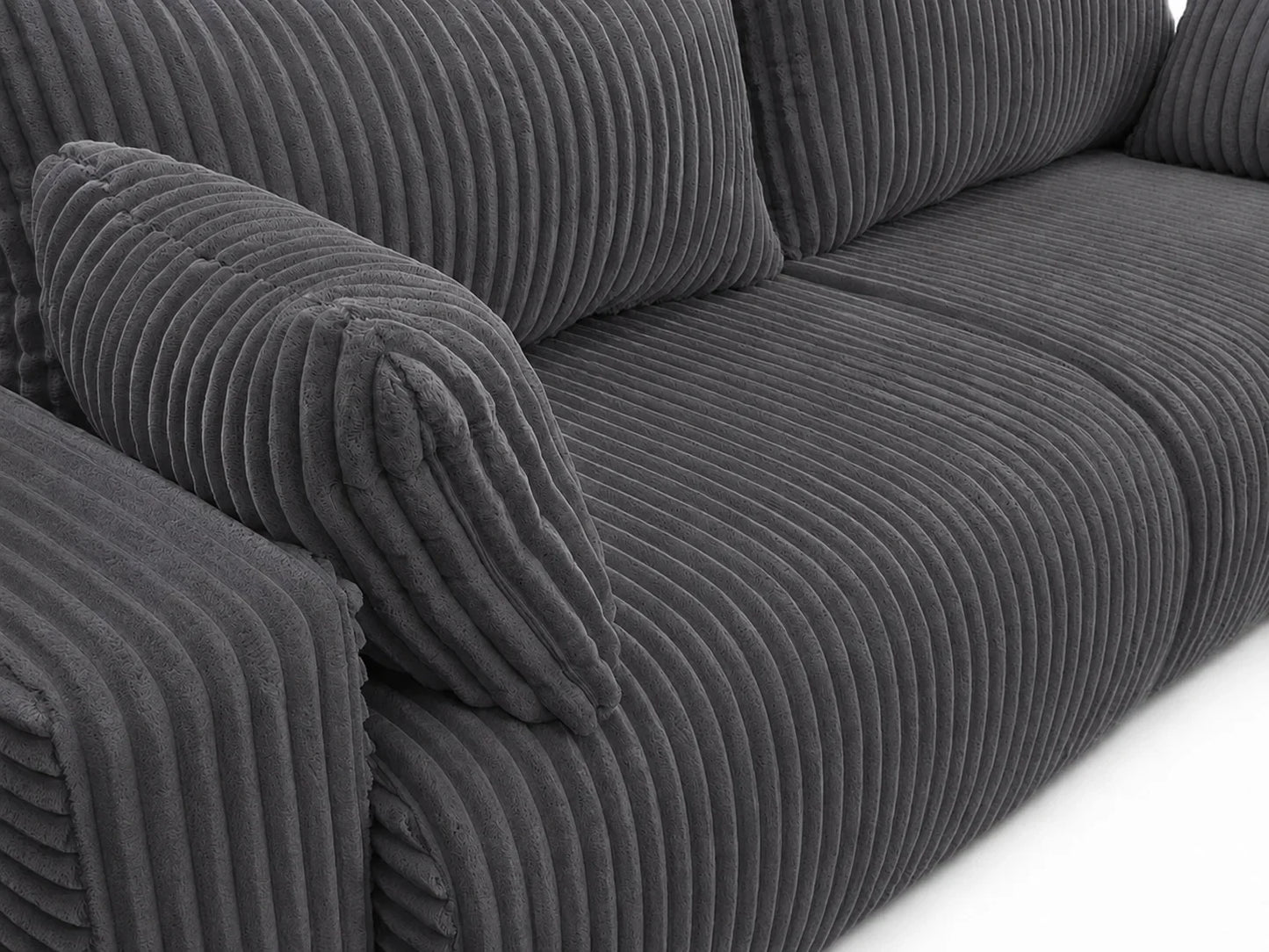 Sofa Lumo 3-osobowa wolnostojąca, gruby sztruks, pojemnik, funkcja spania