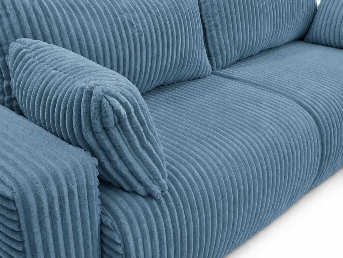 Sofa Lumo 3-osobowa wolnostojąca, gruby sztruks, pojemnik, funkcja spania
