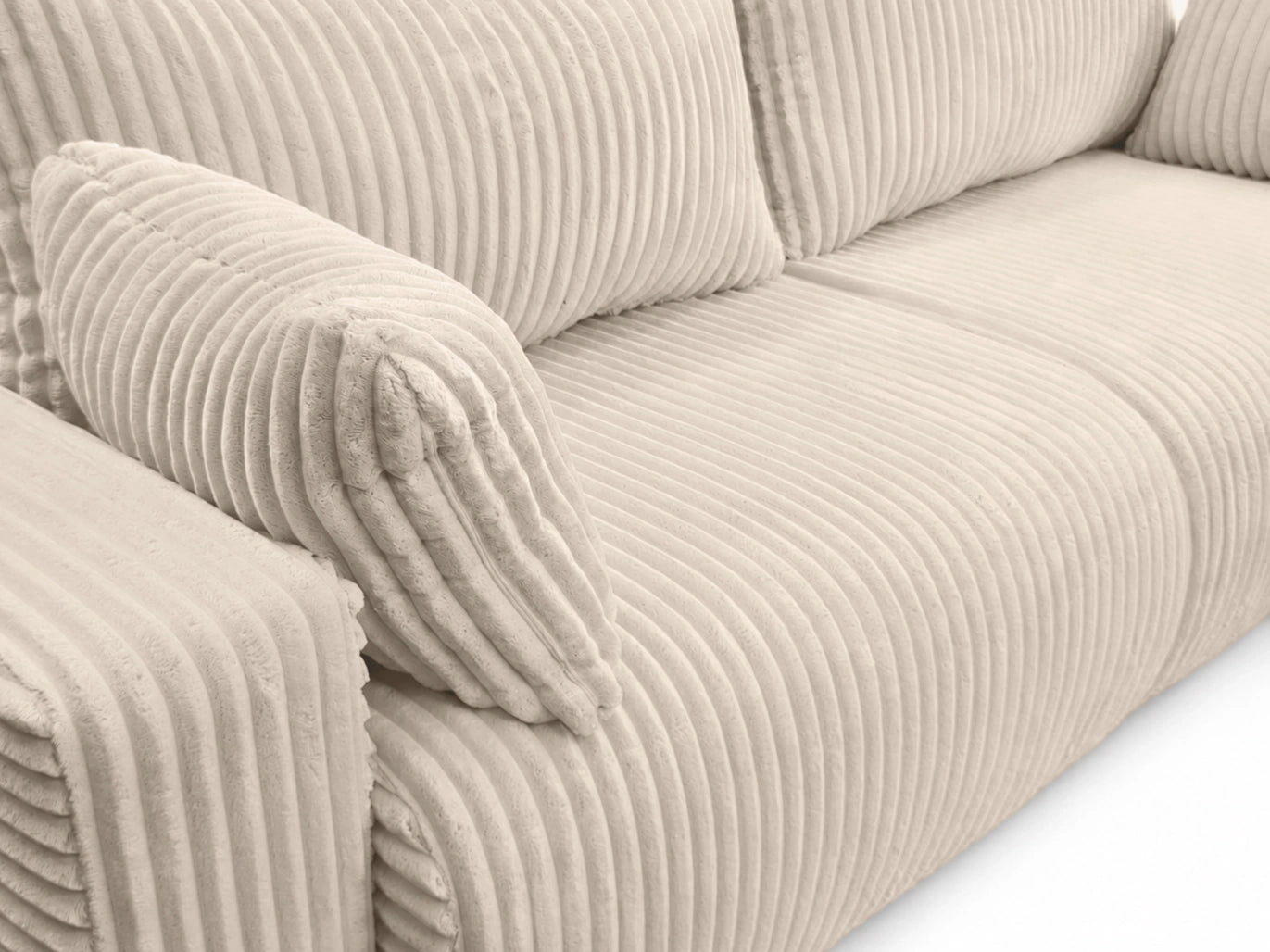 Sofa Lumo 3-osobowa wolnostojąca, gruby sztruks, pojemnik, funkcja spania