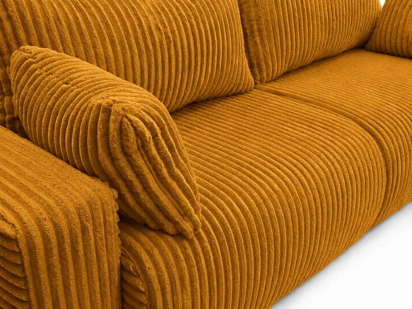 Sofa Lumo 3-osobowa wolnostojąca, gruby sztruks, pojemnik, funkcja spania