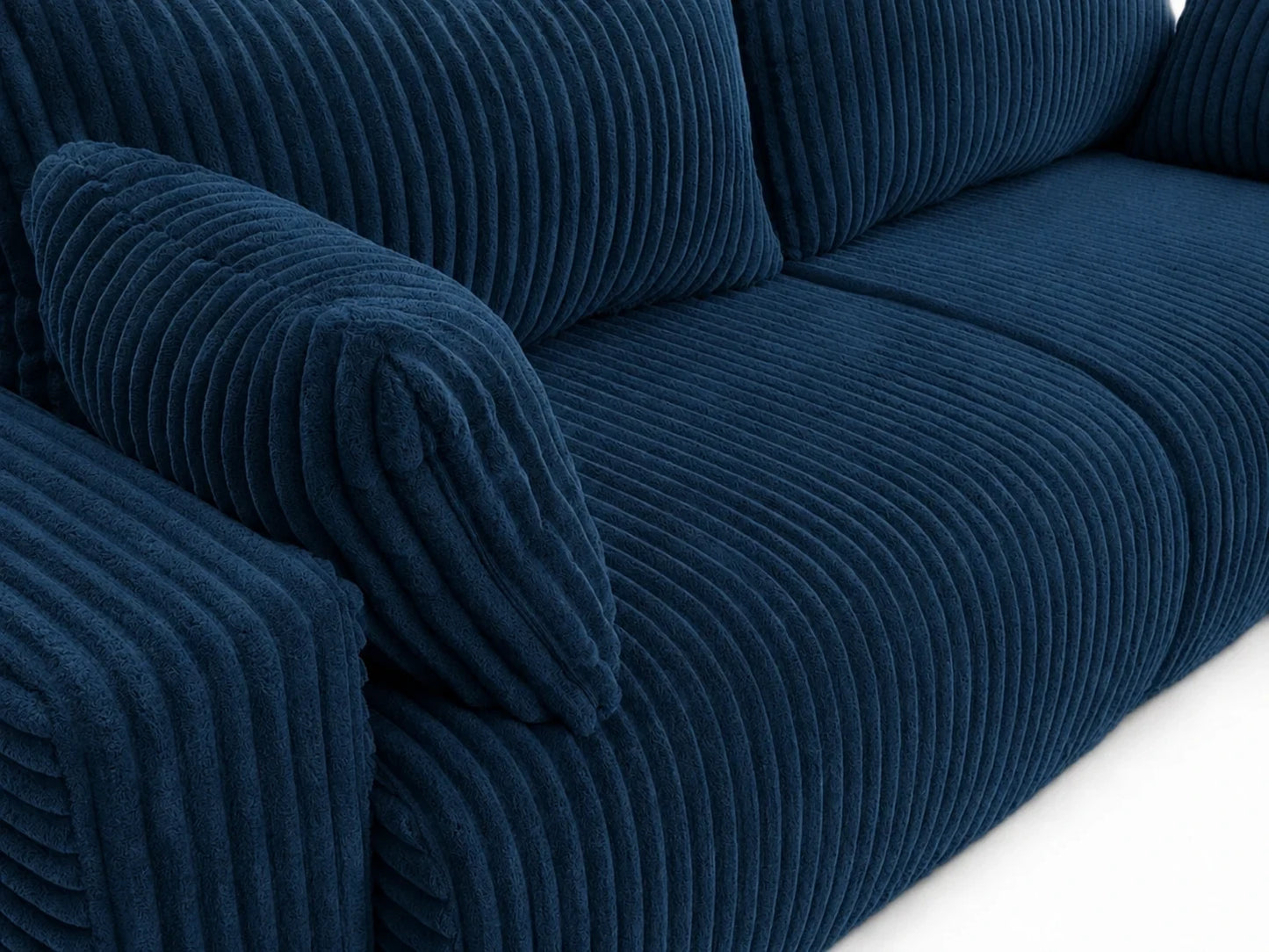 Sofa Lumo 3-osobowa wolnostojąca, gruby sztruks, pojemnik, funkcja spania