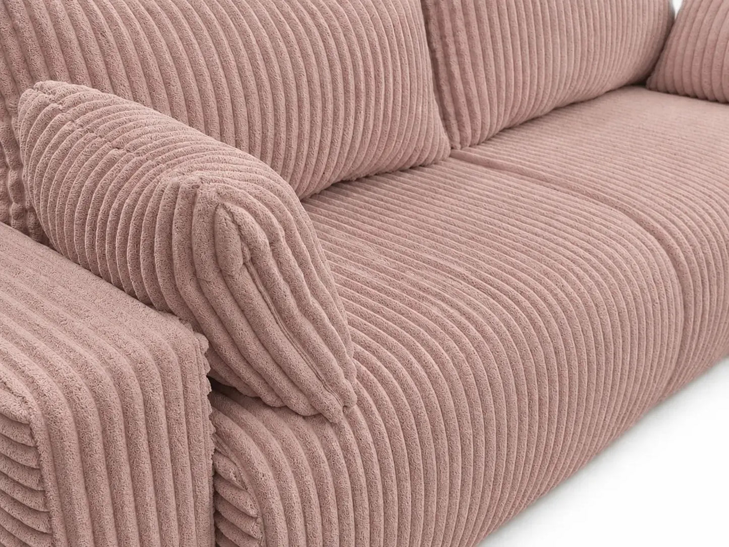 Sofa Lumo 3-osobowa wolnostojąca, gruby sztruks, pojemnik, funkcja spania