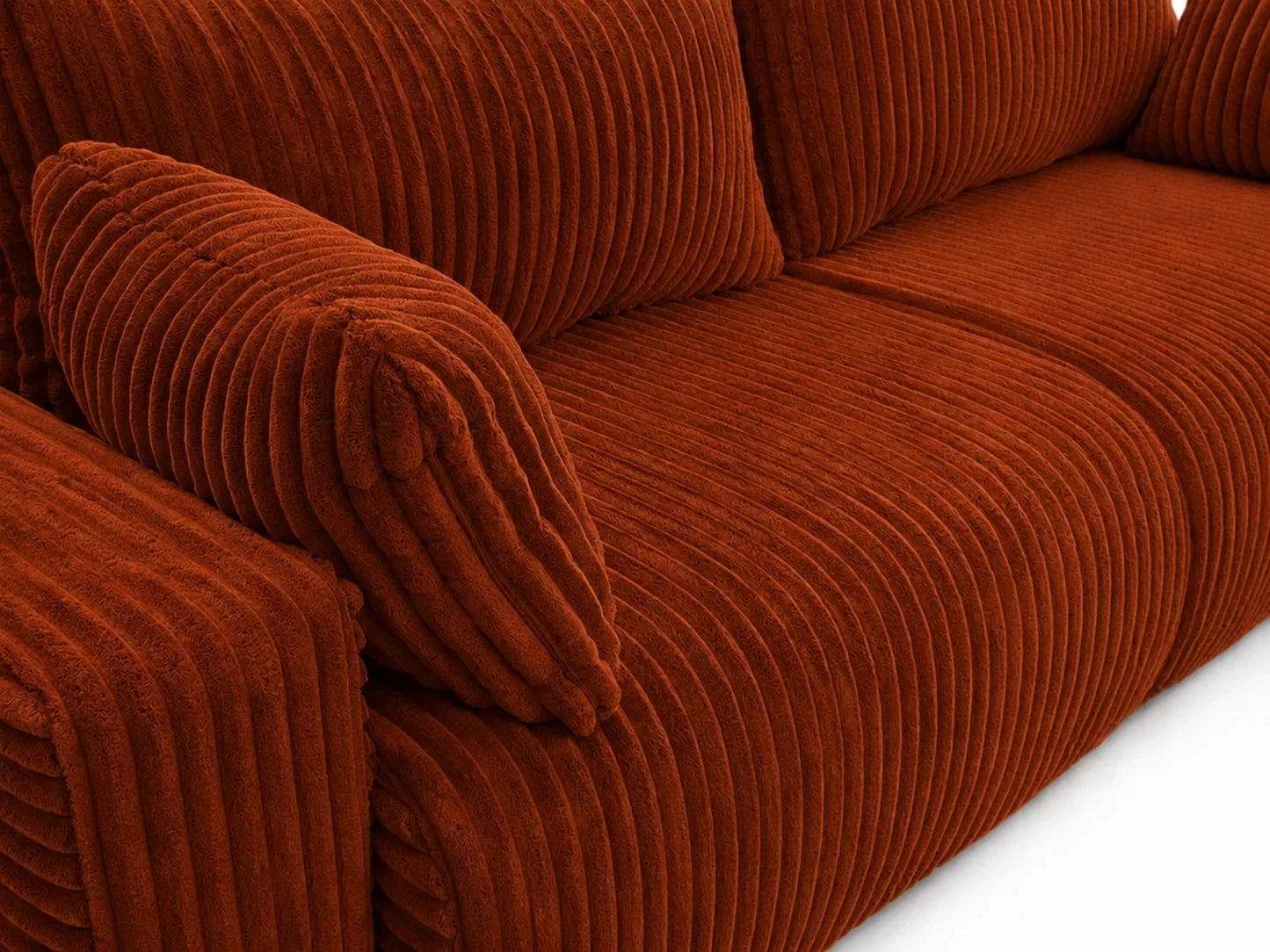 Sofa Lumo 3-osobowa wolnostojąca, gruby sztruks, pojemnik, funkcja spania