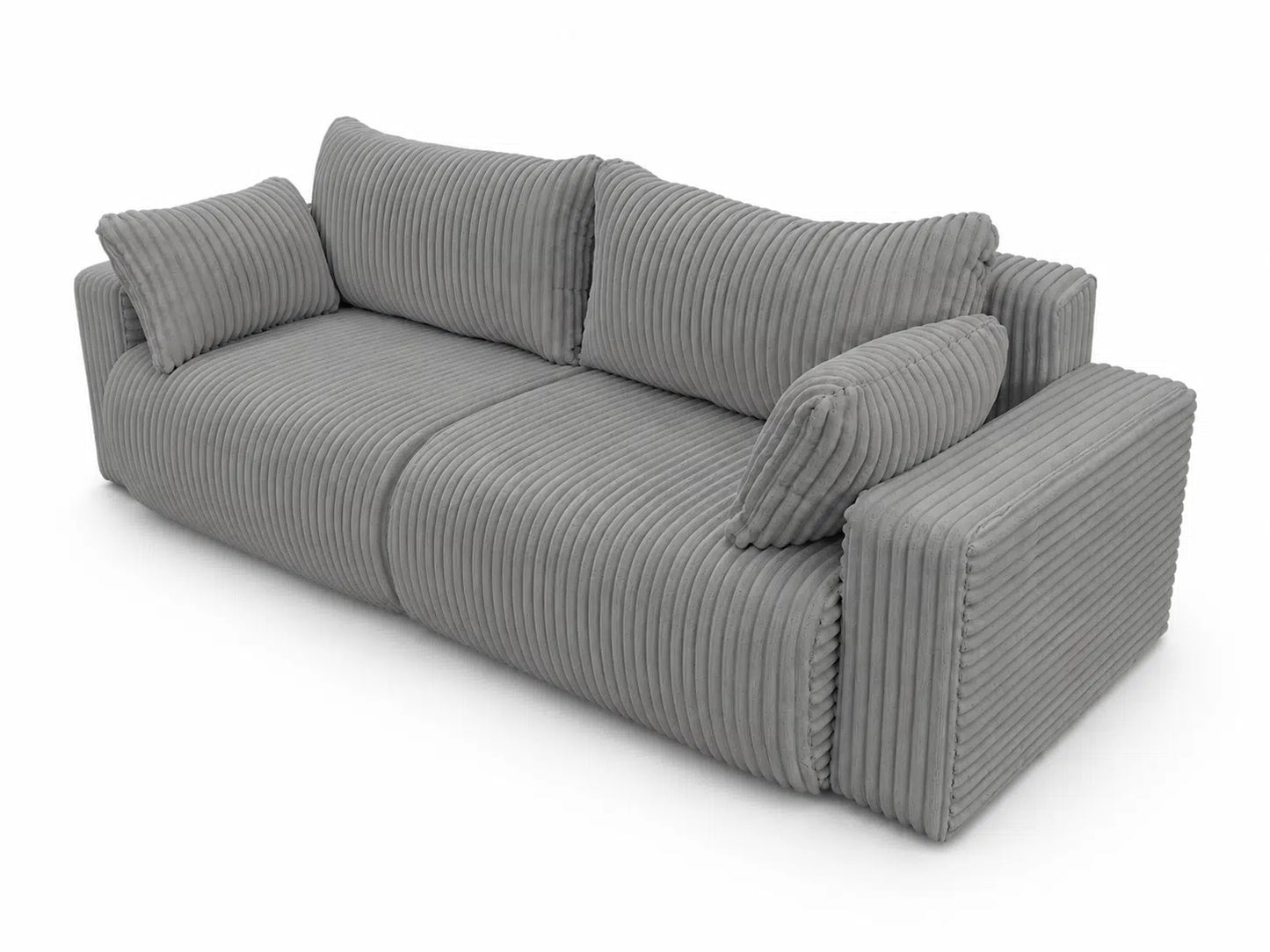 Sofa Lumo 3-osobowa wolnostojąca, gruby sztruks, pojemnik, funkcja spania