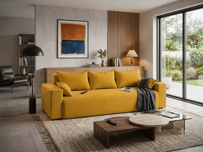 Sofa Nola– nowoczesna sofa rozkładana z pojemnikiem, tkanina łatwoczyszcząca Velo