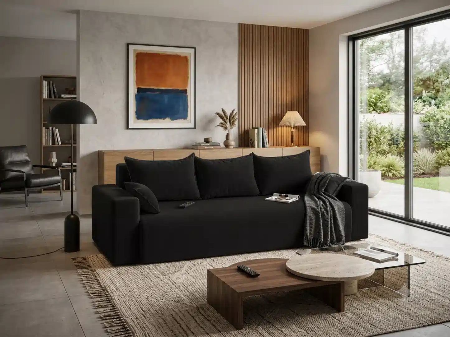 Sofa Nola– nowoczesna sofa rozkładana z pojemnikiem, tkanina łatwoczyszcząca Velo