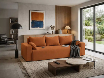 Sofa Nola– nowoczesna sofa rozkładana z pojemnikiem, tkanina łatwoczyszcząca Velo