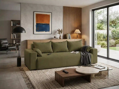 Sofa Nola– nowoczesna sofa rozkładana z pojemnikiem, tkanina łatwoczyszcząca Velo