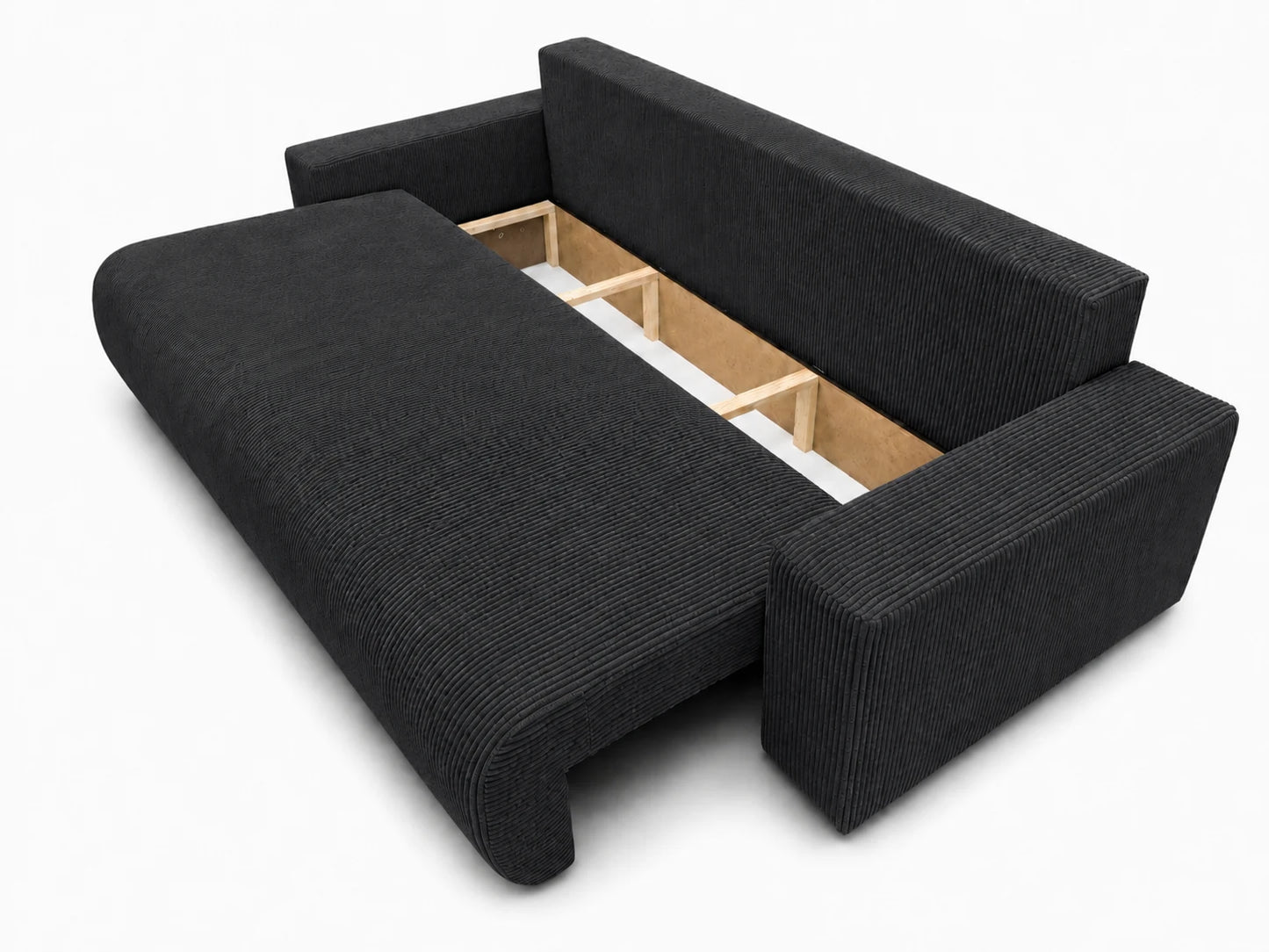 Sofa Nola – nowoczesna sofa rozkładana 3-osobowa, tkanina sztruksowa Poso