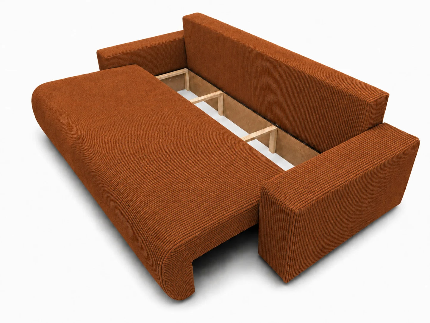 Sofa Nola – nowoczesna sofa rozkładana 3-osobowa, tkanina sztruksowa Poso