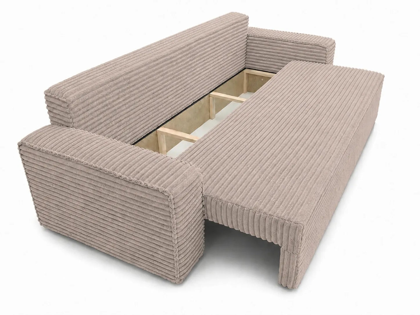 Sofa RENA 3-osobowa wolnostojąca – Sztruksowa, pojemnik, funkcja spania