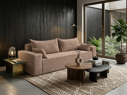 Sofa RENA 3-osobowa wolnostojąca – Sztruksowa, pojemnik, funkcja spania